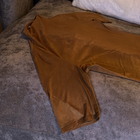 Suede Brown T-shirt Dress - Blue Blush - Picture 4 of 5